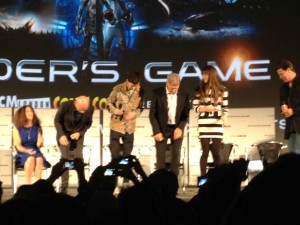 Ender's Game Q&A - Harrison Ford, Asa Butterfield, Ben Kingsley, Gavin Hood, Gigi Pritzker, cast sitting down