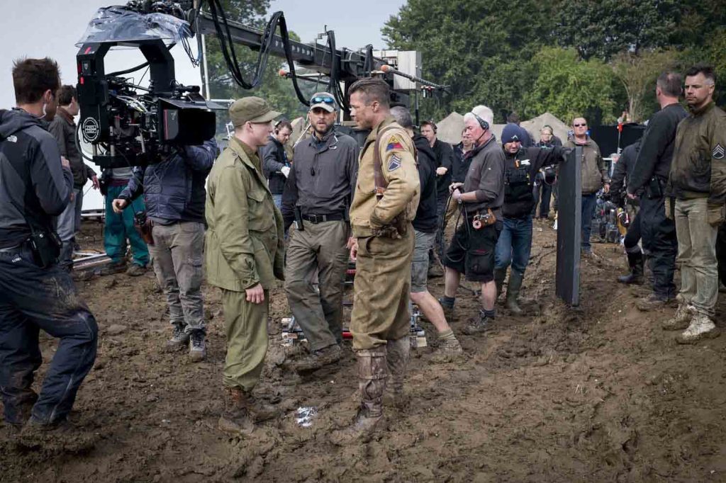 Fury - Brad Pitt, Logan Lerman, David Ayer on location