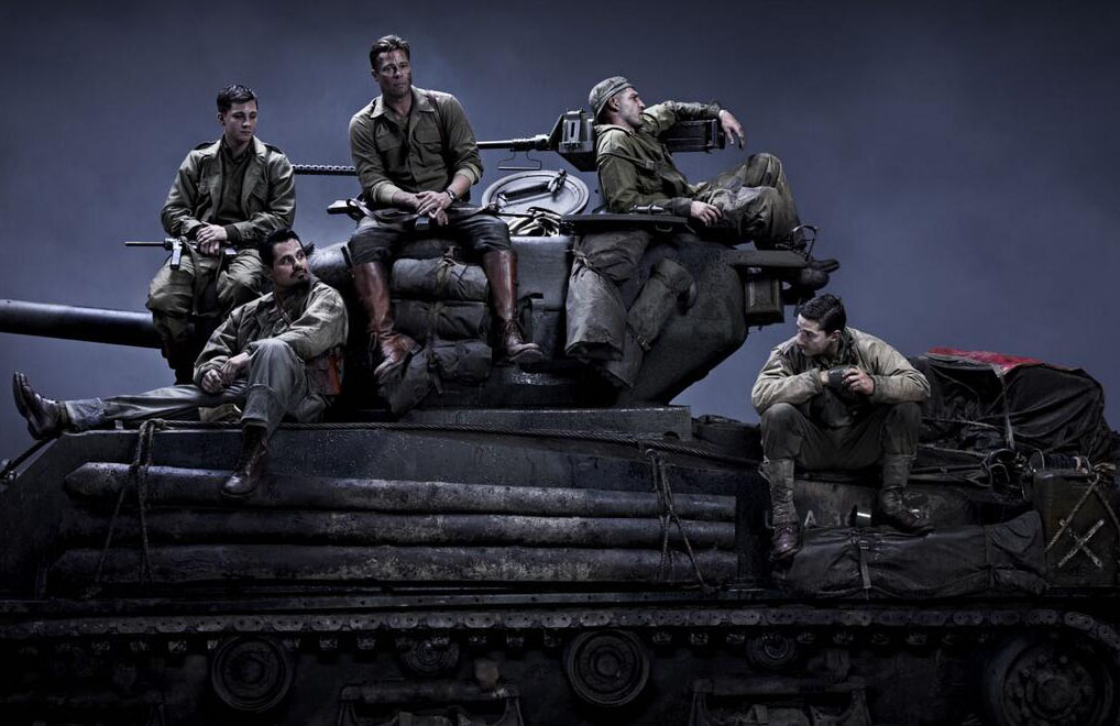 Fury Press Conference - Brad Pitt, David Ayer, Michael Pena, Logan Lerman, Shia LaBeouf, John Bernthal - publicity shot