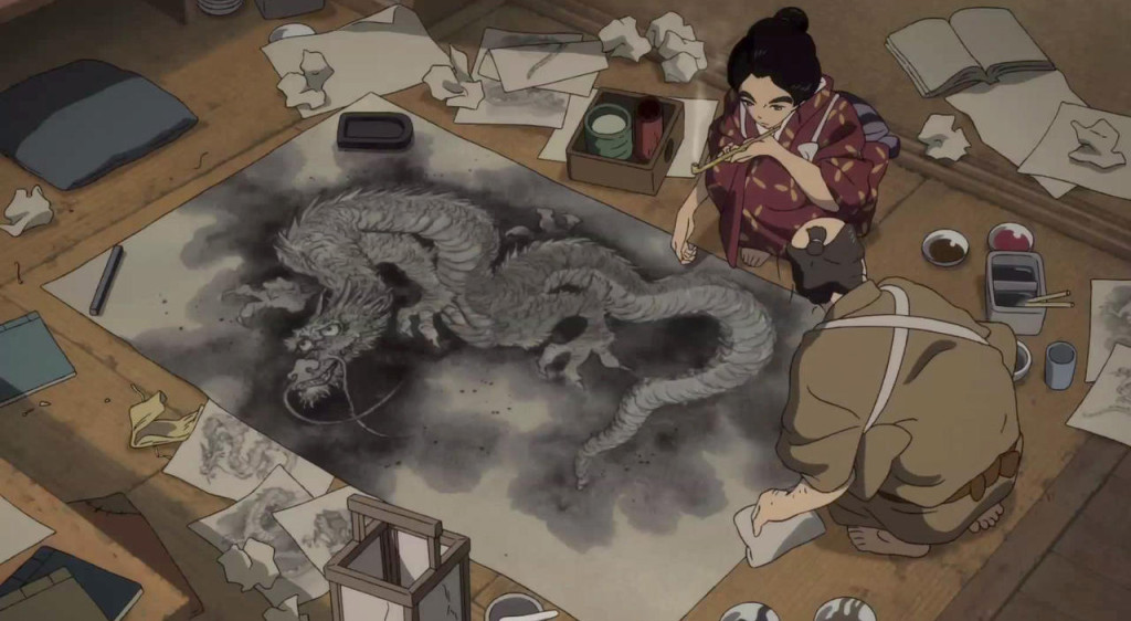 Miss-Hokusai---O-Ei,-Tetsuzo,-dragon-painting